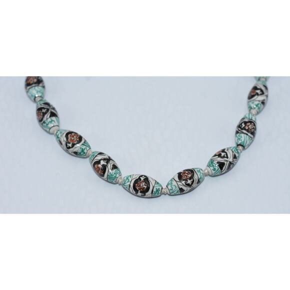 Antique Chinese Export Porcelain Hand-painted Bead Necklace 24" - Picture 4 of 6